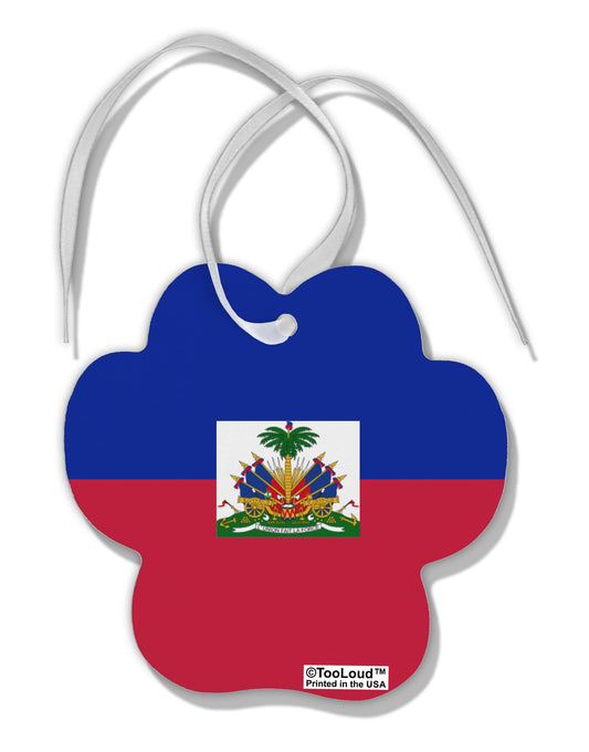 Haiti Flag AOP Paw Print Shaped Ornament All Over Print-Ornament-TooLoud-White-Davson Sales