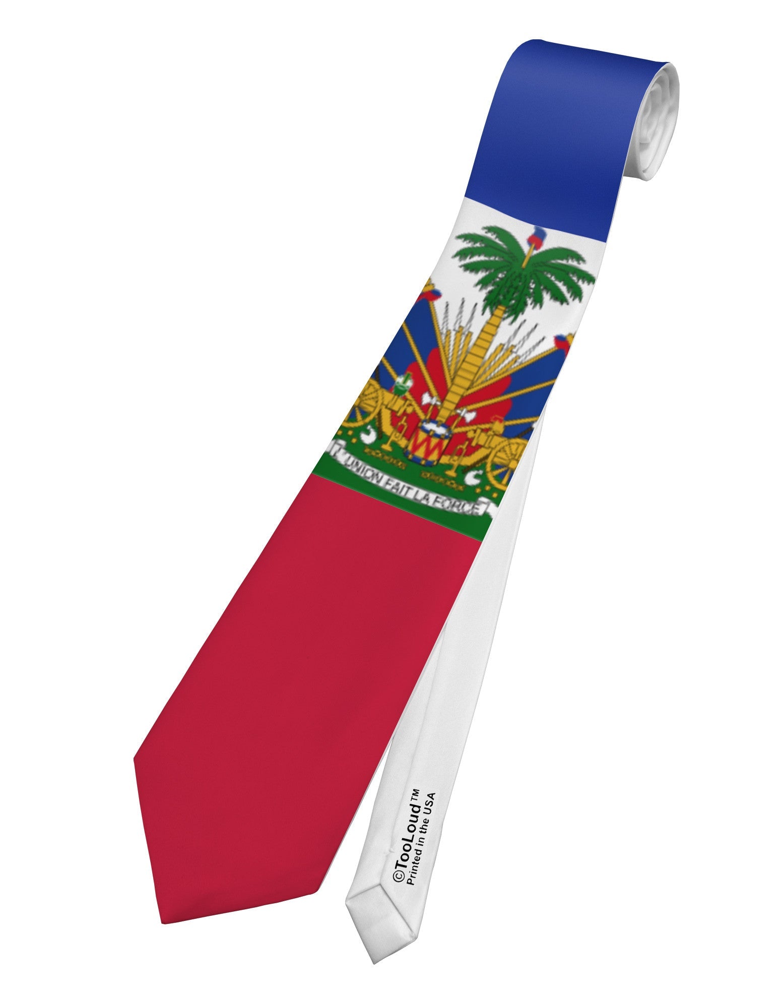 Haiti Flag AOP Printed White Necktie All Over Print