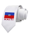 Haiti Flag Printed White Necktie