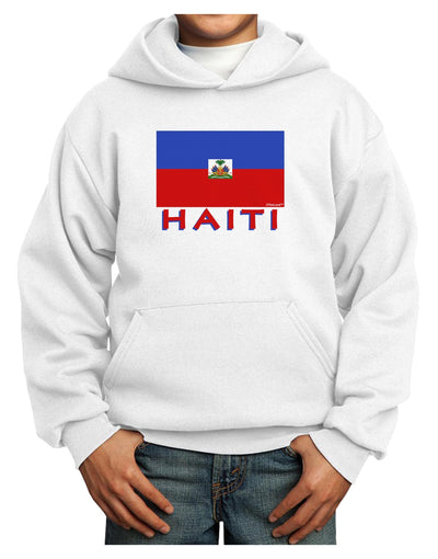 Haiti Flag Youth Hoodie Pullover Sweatshirt-Youth Hoodie-TooLoud-White-XS-Davson Sales