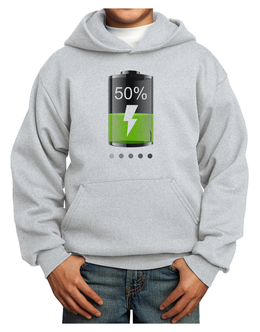 Half Energy 50 Percent Youth Hoodie Pullover Sweatshirt-Youth Hoodie-TooLoud-White-XS-Davson Sales