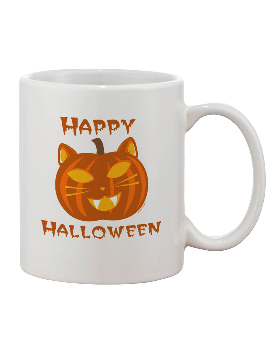 Halloween-inspired Cat-O-Lantern 11 oz Coffee Mug - Perfect for Sipping in Style TooLoud-11 OZ Coffee Mug-TooLoud-White-Davson Sales