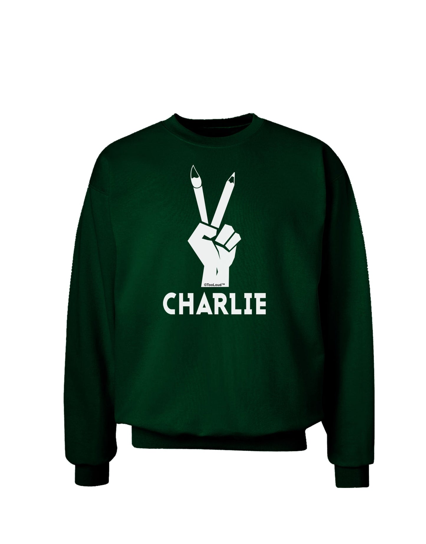 Hand Peace Sign - Charlie Design Adult Dark Sweatshirt by TooLoud-Sweatshirts-TooLoud-Deep-Forest-Green-Small-Davson Sales