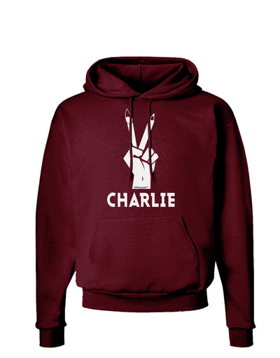 Hand Peace Sign - Charlie Design Dark Hoodie Sweatshirt by TooLoud-Hoodie-TooLoud-Maroon-Small-Davson Sales