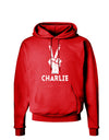 Hand Peace Sign - Charlie Design Dark Hoodie Sweatshirt by TooLoud-Hoodie-TooLoud-Red-Small-Davson Sales