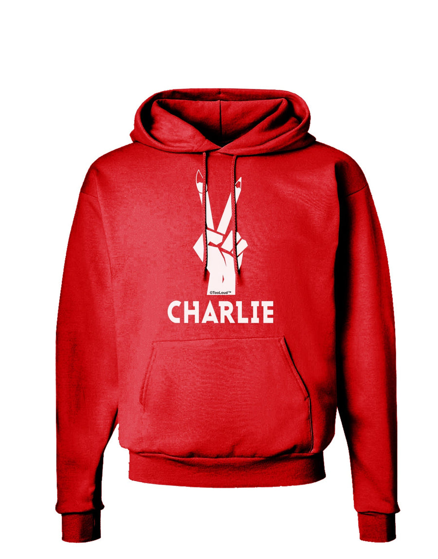 Hand Peace Sign - Charlie Design Dark Hoodie Sweatshirt by TooLoud-Hoodie-TooLoud-Black-Small-Davson Sales