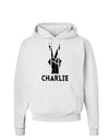 Hand Peace Sign - Charlie Design Hoodie Sweatshirt by TooLoud-Hoodie-TooLoud-White-Small-Davson Sales