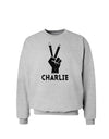 Hand Peace Sign - Charlie Design Sweatshirt by TooLoud-Sweatshirts-TooLoud-AshGray-Small-Davson Sales