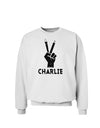 Hand Peace Sign - Charlie Design Sweatshirt by TooLoud-Sweatshirts-TooLoud-White-Small-Davson Sales