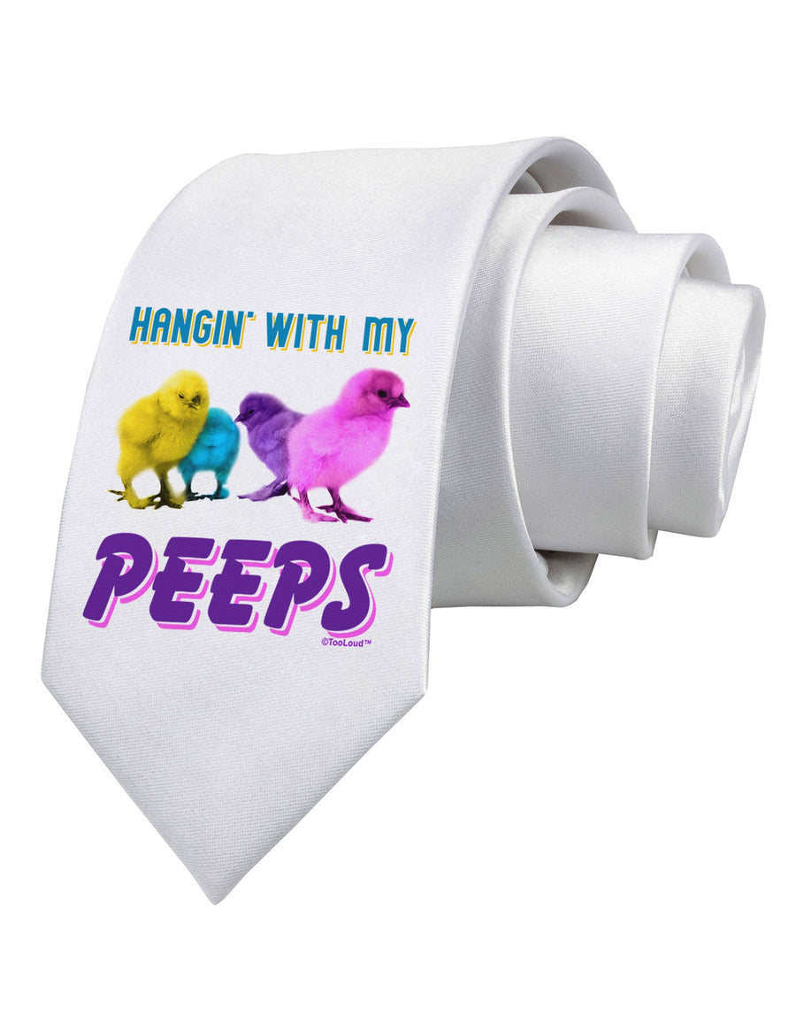 Hangin With My Peeps Printed White Necktie