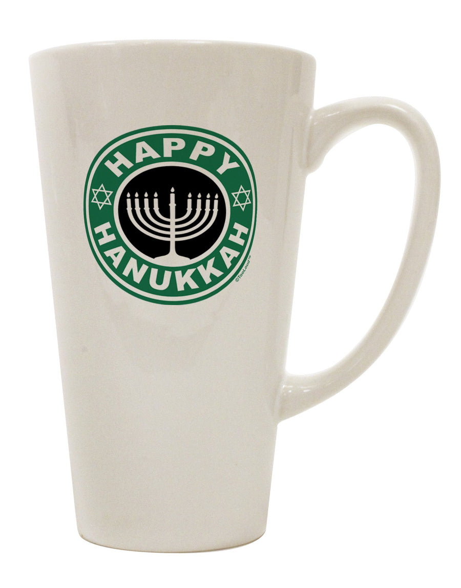 Hanukkah-inspired Conical Latte Coffee Mug - Perfect for Celebrating the Festival of Lights - TooLoud-Conical Latte Mug-TooLoud-White-Davson Sales