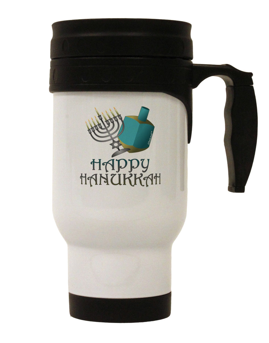Hanukkah-inspired Stainless Steel Travel Mug - Perfect for Festive Sipping TooLoud-Travel Mugs-TooLoud-White-Davson Sales