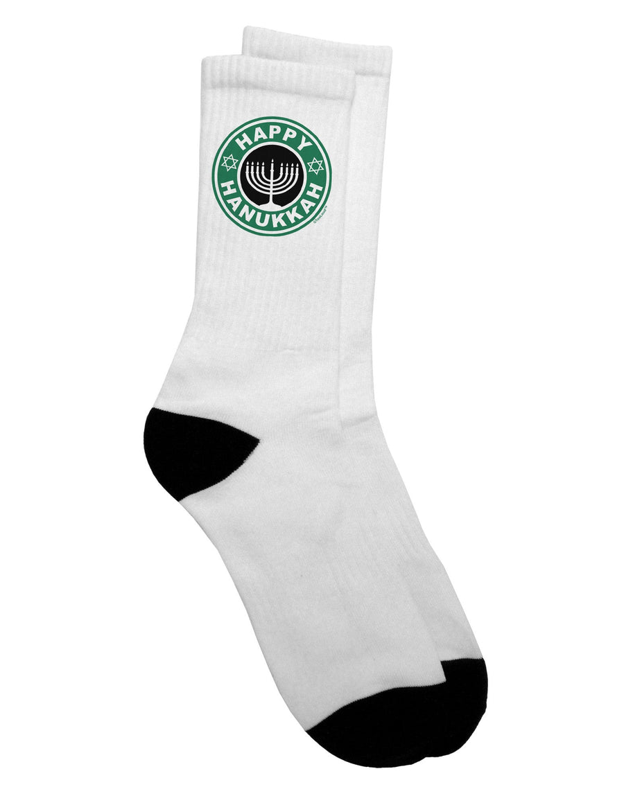 Hanukkah-themed Latte Logo Adult Crew Socks - Perfect for Celebrating the Festival of Lights - TooLoud-Socks-TooLoud-White-Ladies-4-6-Davson Sales