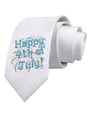 Happy 4th of July - Fireworks Design Printed White Necktie