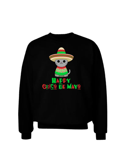 Happy Cinco de Mayo Cat Adult Dark Sweatshirt by TooLoud-Sweatshirts-TooLoud-Black-Small-Davson Sales