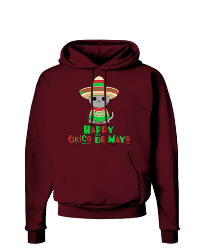 Happy Cinco de Mayo Cat Dark Hoodie Sweatshirt by TooLoud-Hoodie-TooLoud-Maroon-Small-Davson Sales