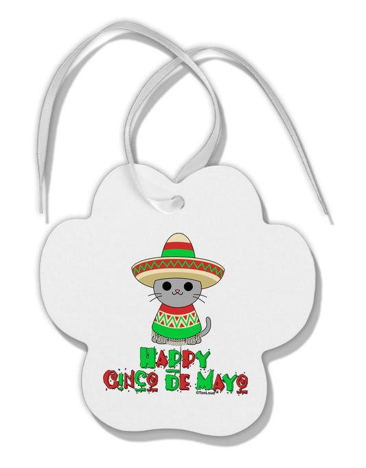 Happy Cinco de Mayo Cat Paw Print Shaped Ornament by TooLoud-Ornament-TooLoud-White-Davson Sales
