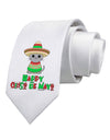 Happy Cinco de Mayo Cat Printed White Necktie by TooLoud