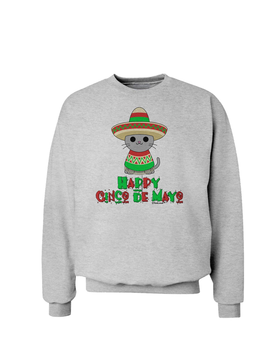 Happy Cinco de Mayo Cat Sweatshirt by TooLoud-Sweatshirts-TooLoud-White-Small-Davson Sales