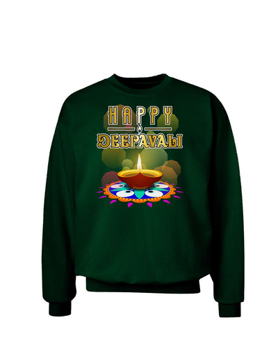 Happy Deepavali - Rangoli and Diya Adult Dark Sweatshirt by-Sweatshirts-TooLoud-Deep-Forest-Green-Small-Davson Sales