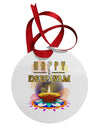 Happy Deepavali - Rangoli and Diya Circular Metal Ornament by TooLoud-Ornament-TooLoud-White-Davson Sales