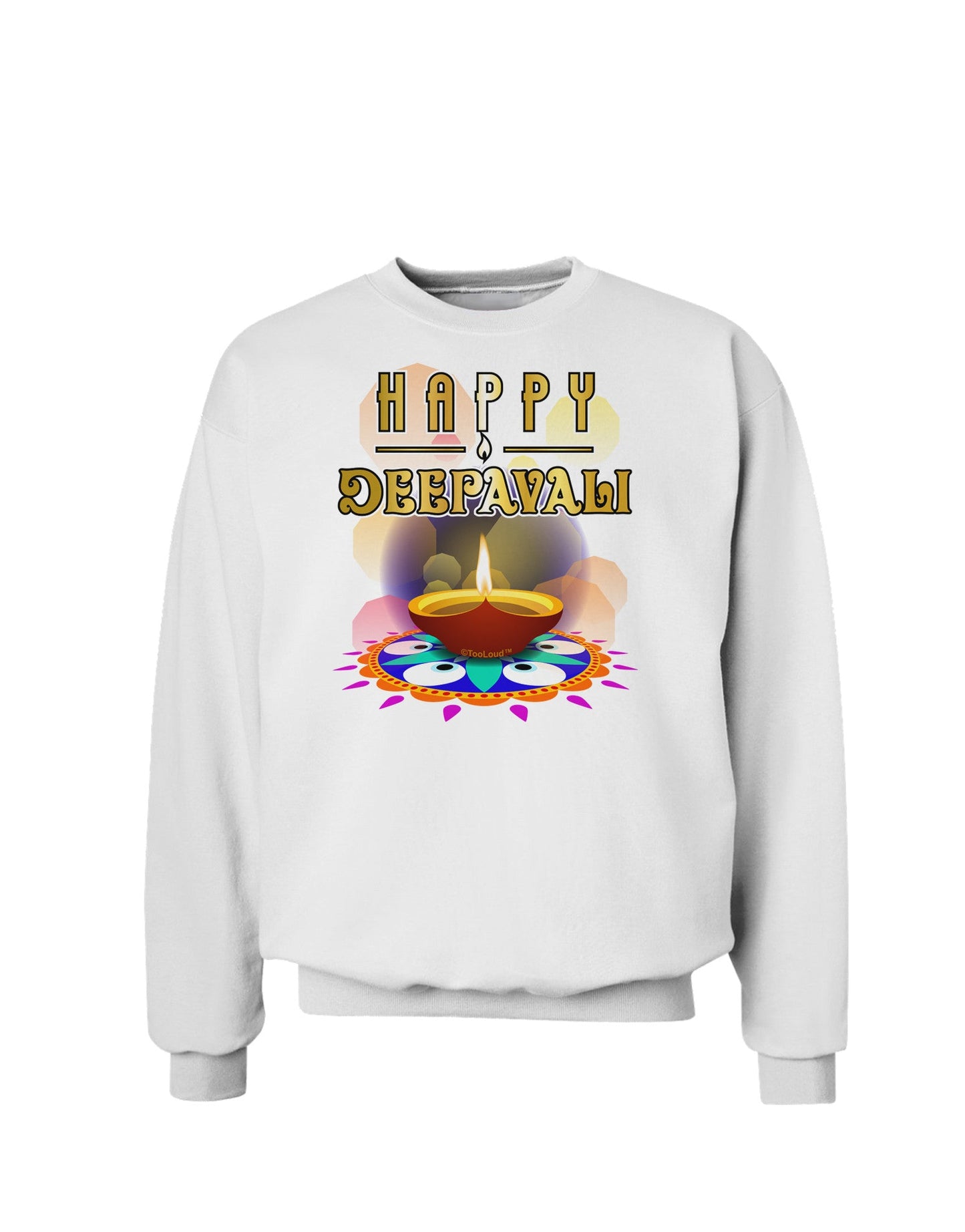 Happy Deepavali - Rangoli and Diya Sweatshirt by-Sweatshirts-TooLoud-White-Small-Davson Sales