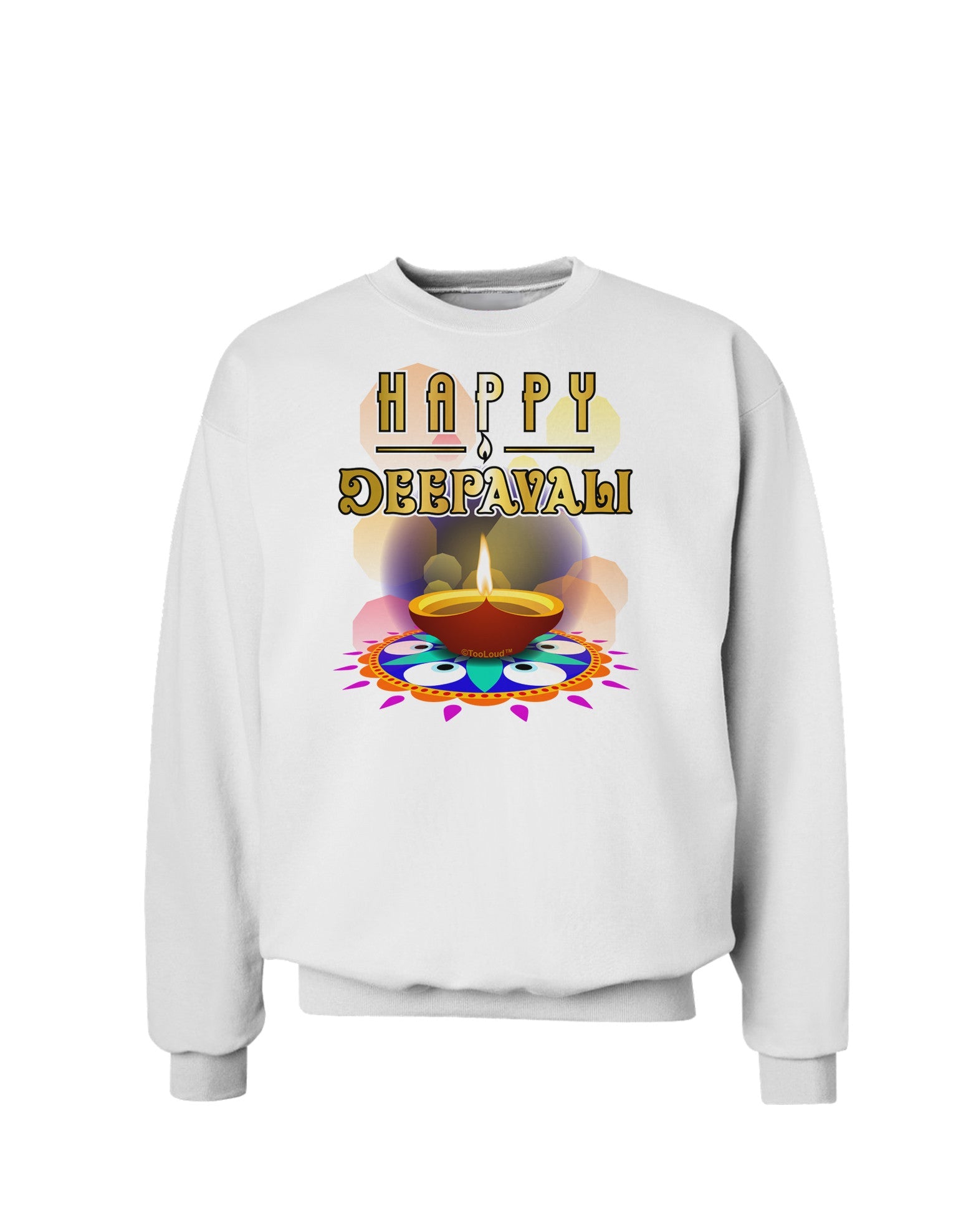 Happy Deepavali - Rangoli and Diya Sweatshirt by-Sweatshirts-TooLoud-White-Small-Davson Sales