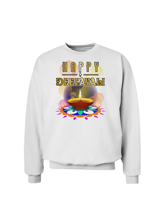 Happy Deepavali - Rangoli and Diya Sweatshirt by-Sweatshirts-TooLoud-White-Small-Davson Sales
