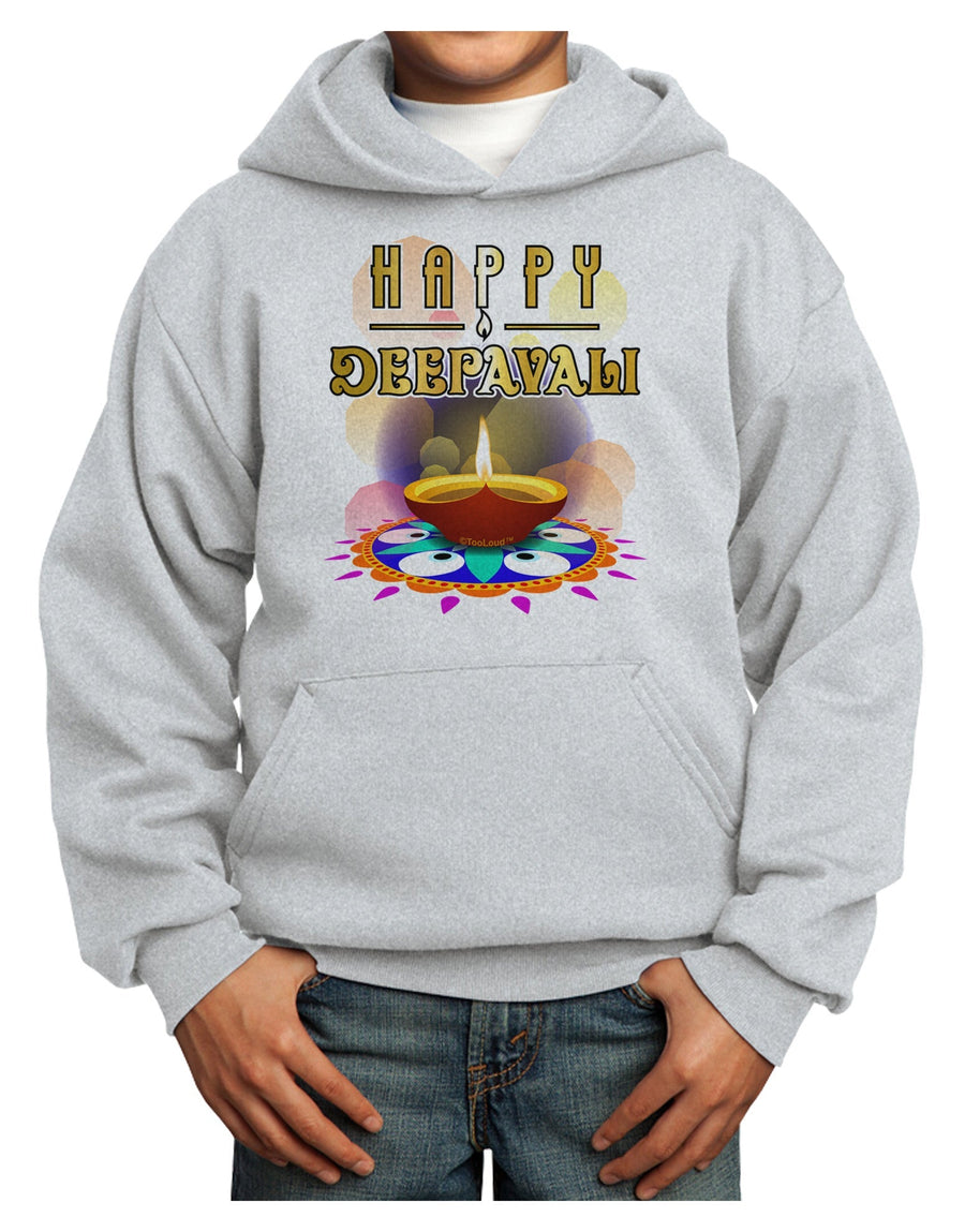 Happy Deepavali - Rangoli and Diya Youth Hoodie Pullover Sweatshirt by-Youth Hoodie-TooLoud-White-XS-Davson Sales