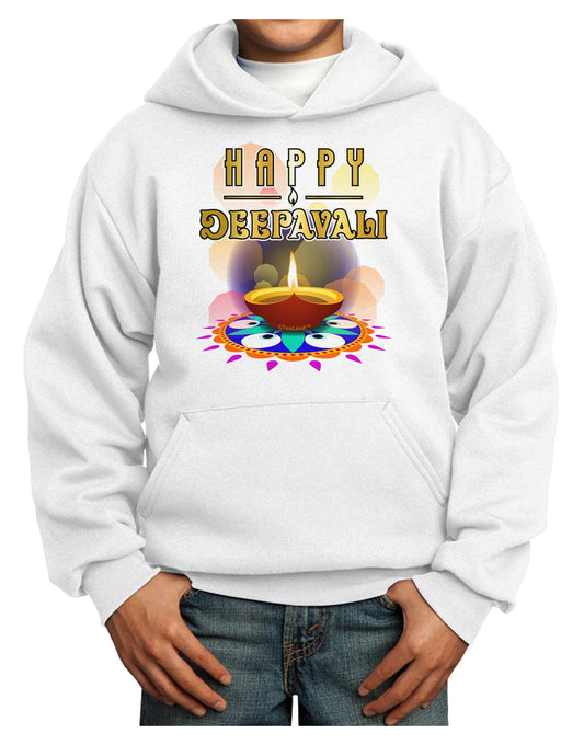 Happy Deepavali - Rangoli and Diya Youth Hoodie Pullover Sweatshirt by-Youth Hoodie-TooLoud-White-XS-Davson Sales