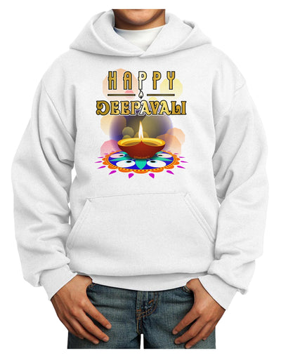 Happy Deepavali - Rangoli and Diya Youth Hoodie Pullover Sweatshirt by-Youth Hoodie-TooLoud-White-XS-Davson Sales