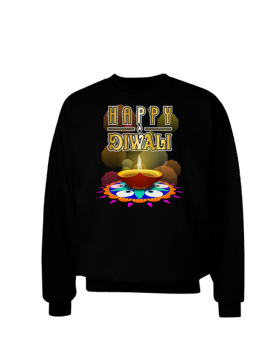 Happy Diwali - Rangoli and Diya Adult Dark Sweatshirt by-Sweatshirts-TooLoud-Black-Small-Davson Sales