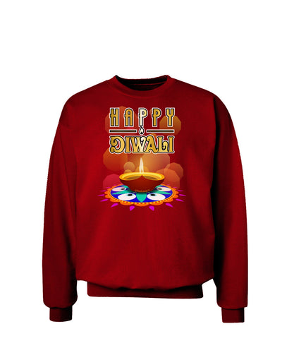 Happy Diwali - Rangoli and Diya Adult Dark Sweatshirt by-Sweatshirts-TooLoud-Deep-Red-Small-Davson Sales