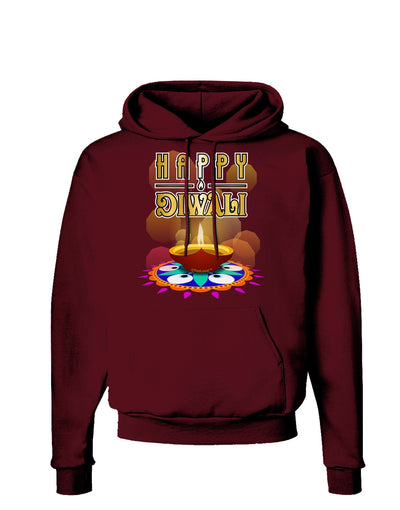 Happy Diwali - Rangoli and Diya Dark Hoodie Sweatshirt by-Hoodie-TooLoud-Maroon-Small-Davson Sales