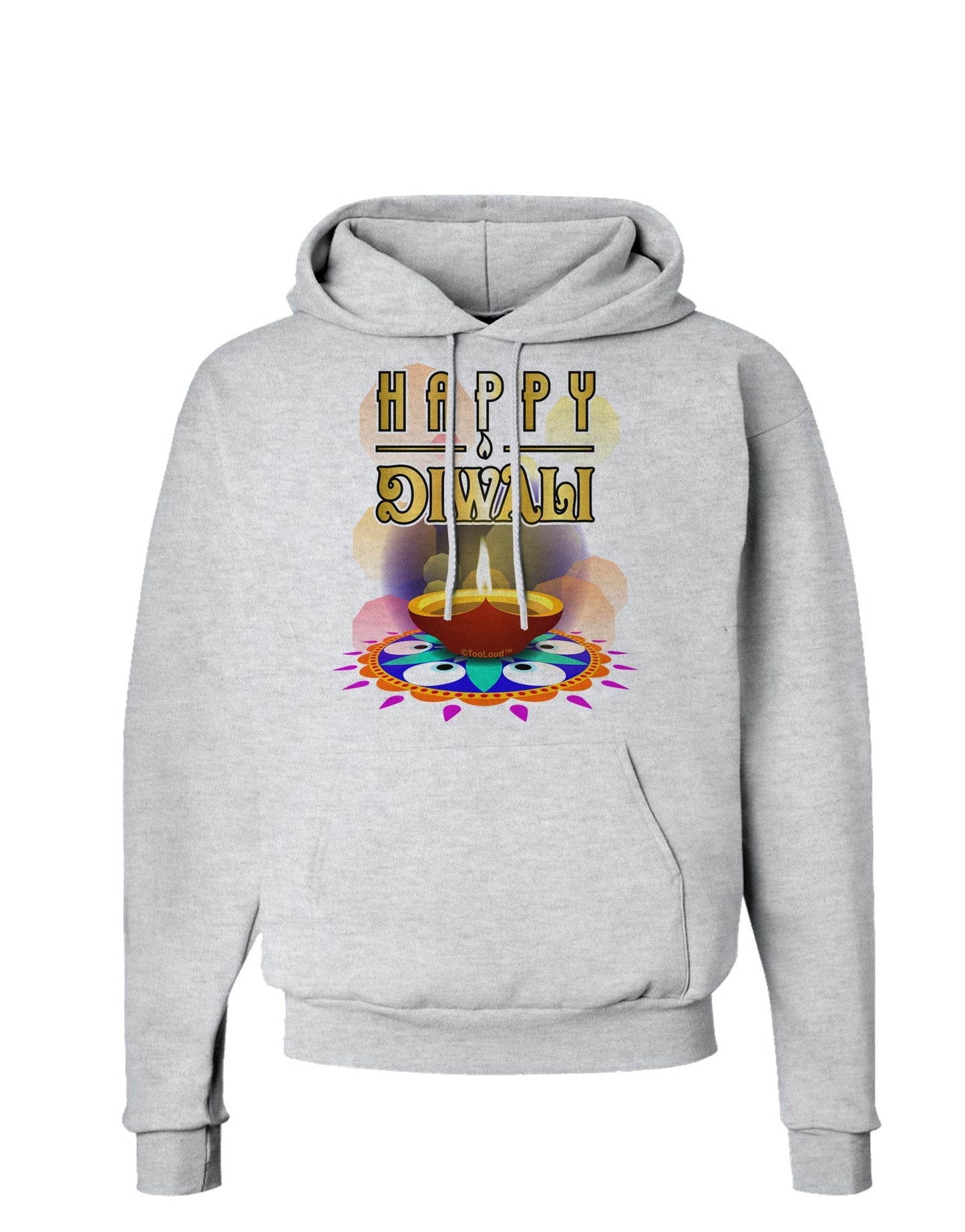Happy Diwali - Rangoli and Diya Hoodie Sweatshirt by-Hoodie-TooLoud-AshGray-Small-Davson Sales