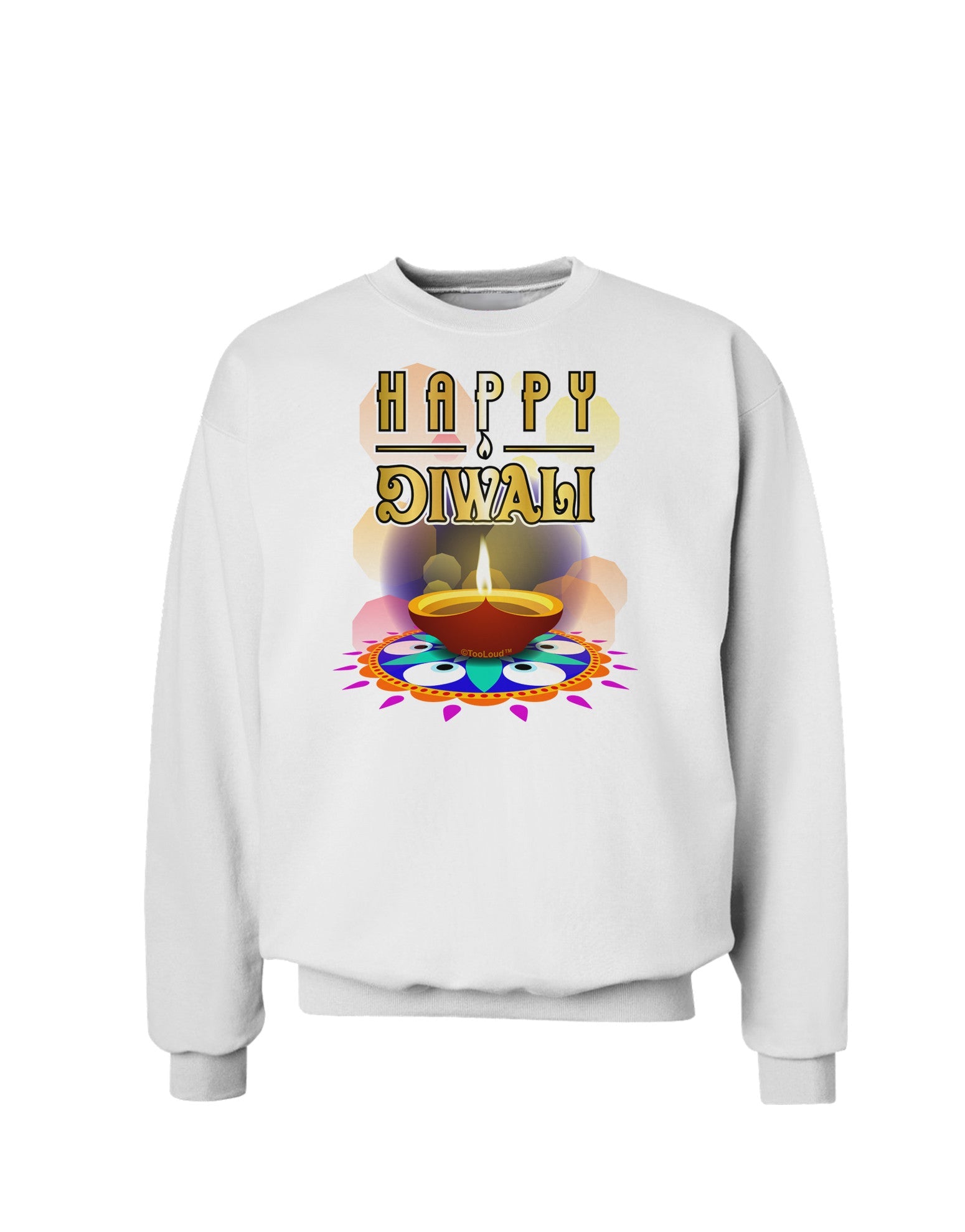 Happy Diwali - Rangoli and Diya Sweatshirt by-Sweatshirts-TooLoud-White-Small-Davson Sales