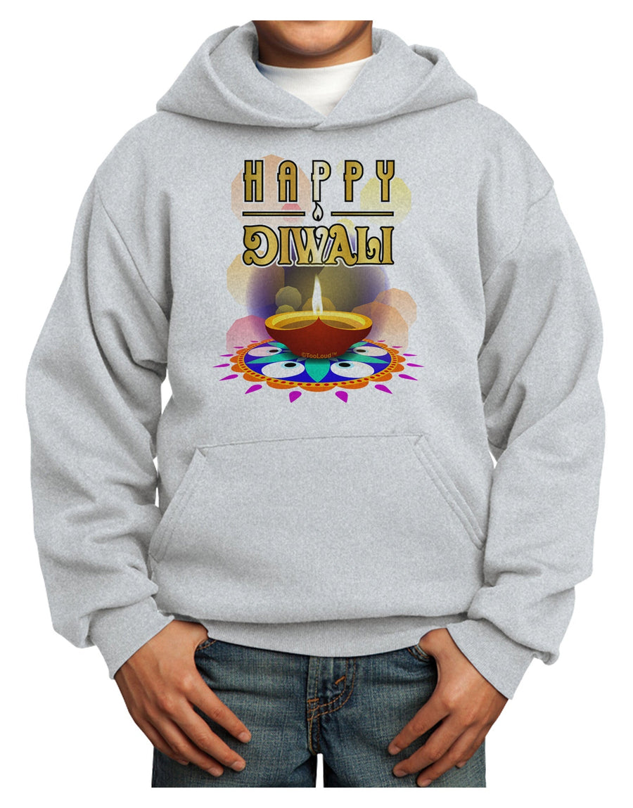 Happy Diwali - Rangoli and Diya Youth Hoodie Pullover Sweatshirt by-Youth Hoodie-TooLoud-White-XS-Davson Sales