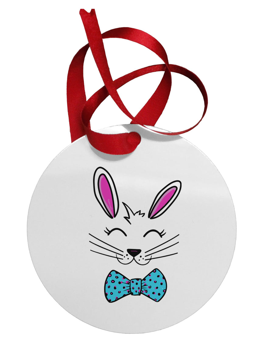 Happy Easter Bunny Face Circular Metal Ornament-Ornament-TooLoud-Davson Sales