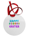 Happy Easter Decorated Eggs Circular Metal Ornament-Ornament-TooLoud-White-Davson Sales