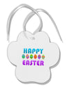 Happy Easter Decorated Eggs Paw Print Shaped Ornament-Ornament-TooLoud-White-Davson Sales