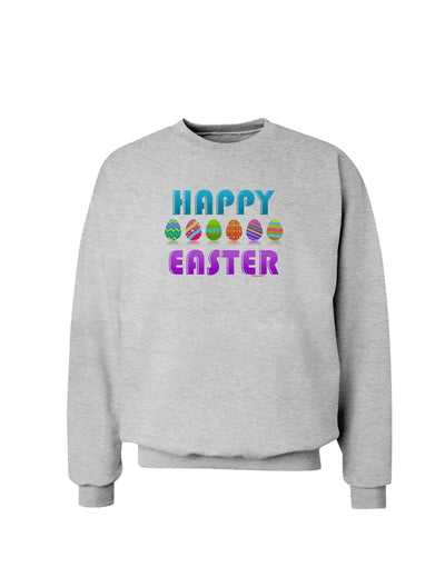 Happy Easter Decorated Eggs Sweatshirt-Sweatshirts-TooLoud-AshGray-Small-Davson Sales