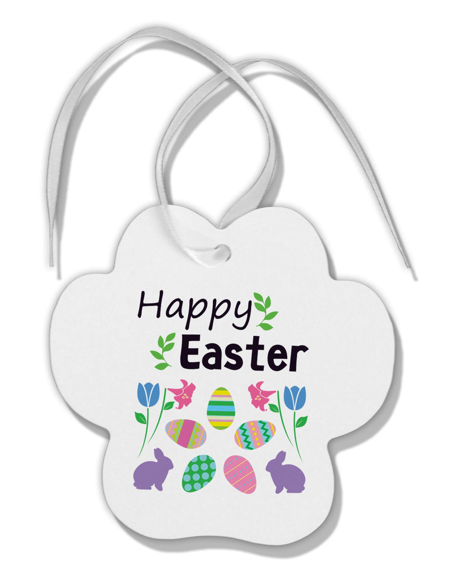 Happy Easter Design Paw Print Shaped Ornament-Ornament-TooLoud-White-Davson Sales