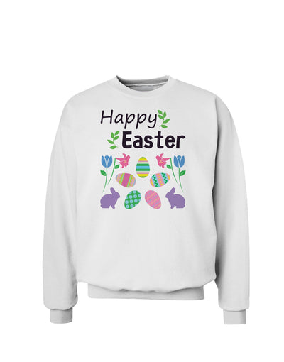 Happy Easter Design Sweatshirt-Sweatshirts-TooLoud-White-Small-Davson Sales