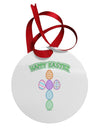 Happy Easter Egg Cross Faux Applique Circular Metal Ornament-Ornament-TooLoud-White-Davson Sales