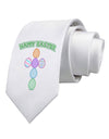 Happy Easter Egg Cross Faux Applique Printed White Necktie