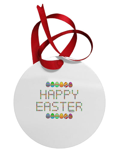 Happy Easter Eggs Circular Metal Ornament-Ornament-TooLoud-White-Davson Sales