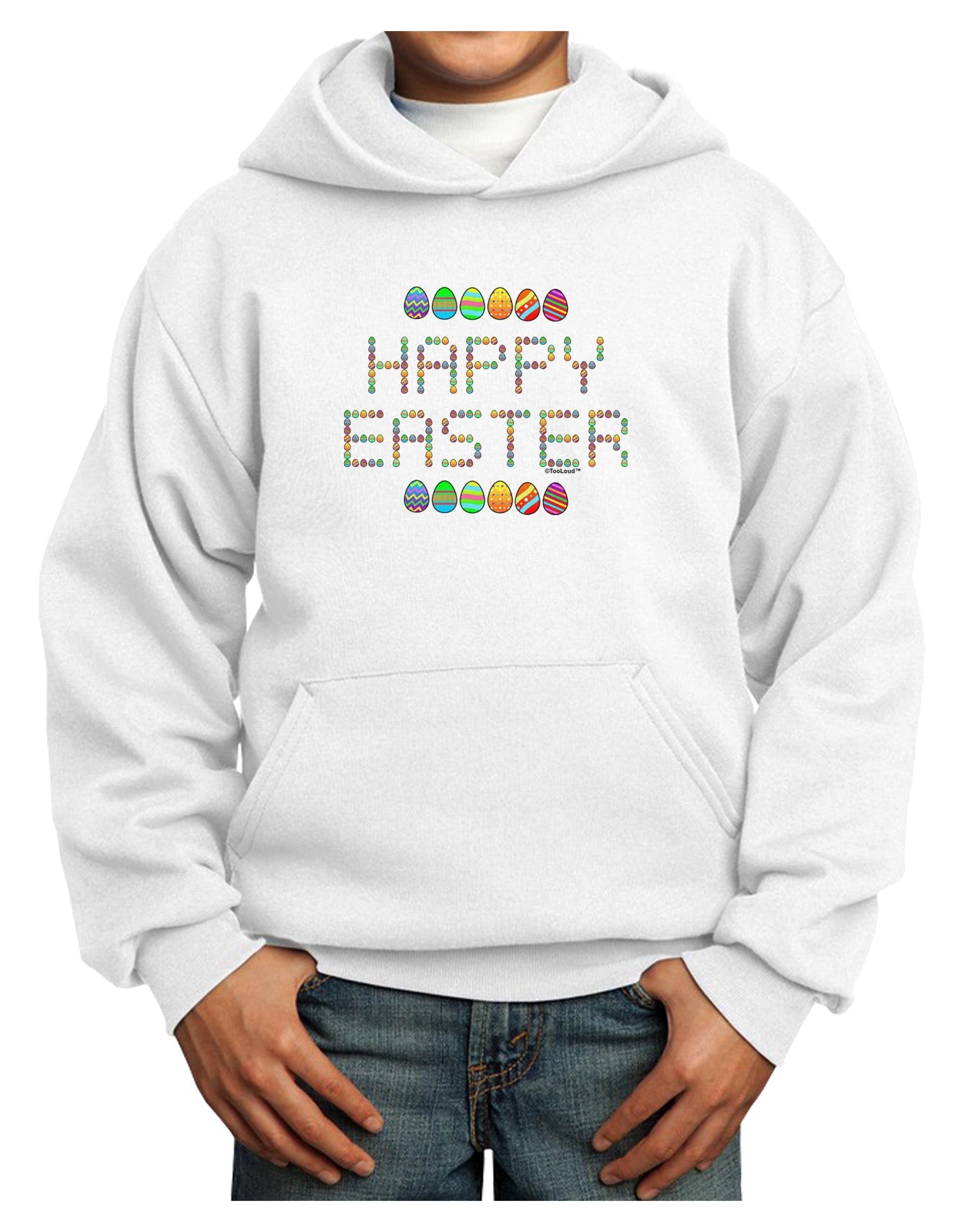 Happy Easter Eggs Youth Hoodie Pullover Sweatshirt-Youth Hoodie-TooLoud-White-XS-Davson Sales