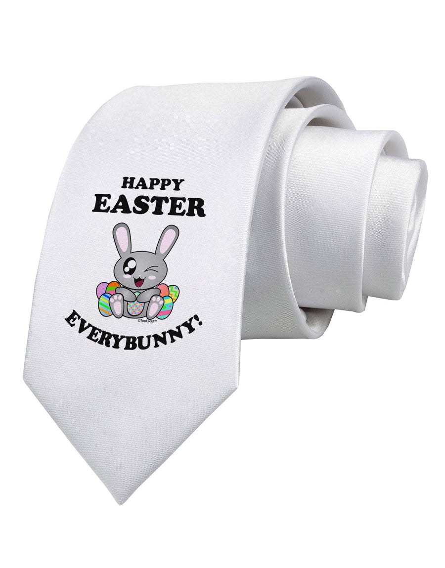 Happy Easter Everybunny Printed White Necktie