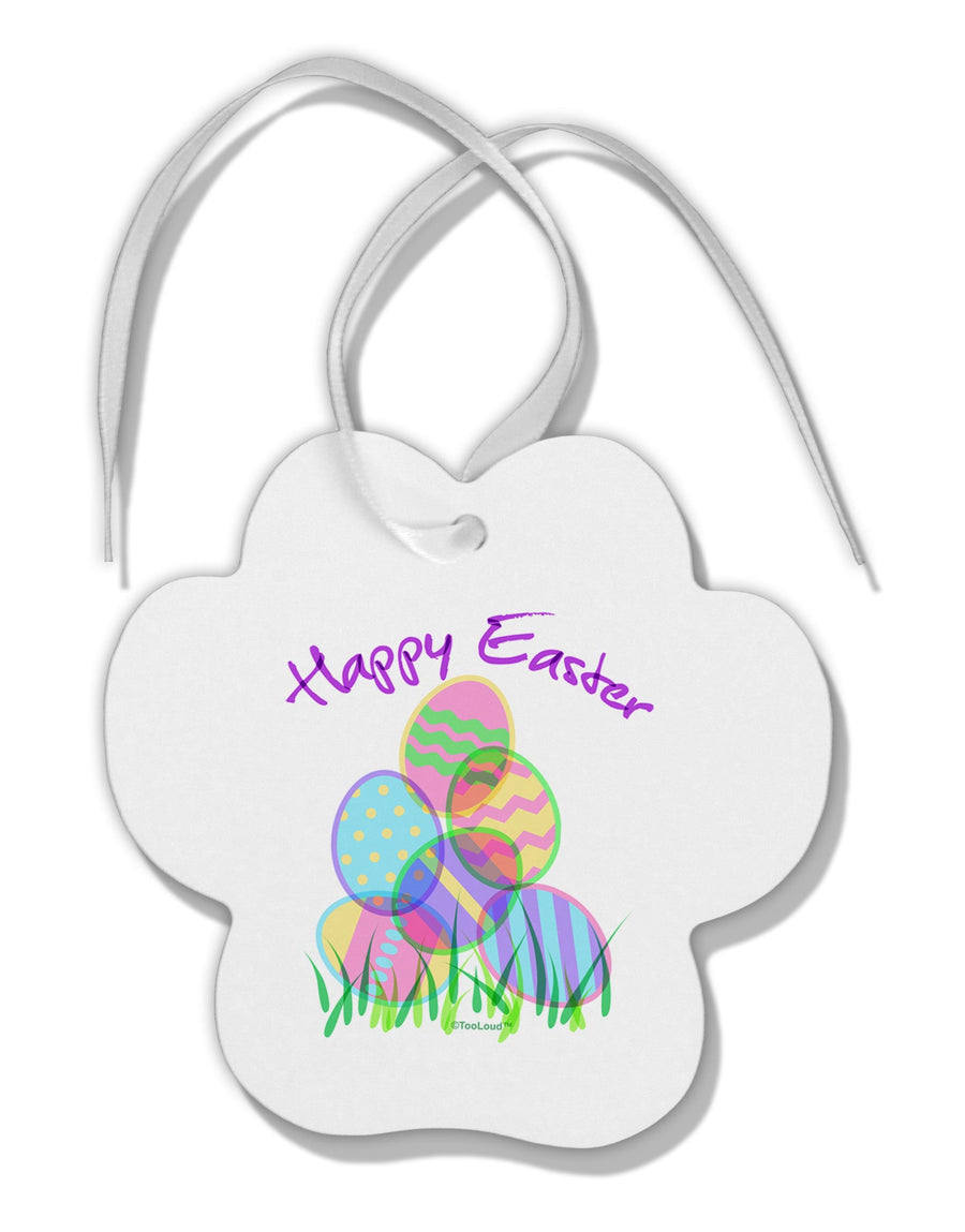 Happy Easter Gel Look Print Paw Print Shaped Ornament-Ornament-TooLoud-White-Davson Sales