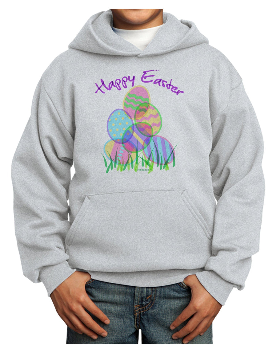 Happy Easter Gel Look Print Youth Hoodie Pullover Sweatshirt-Youth Hoodie-TooLoud-White-XS-Davson Sales